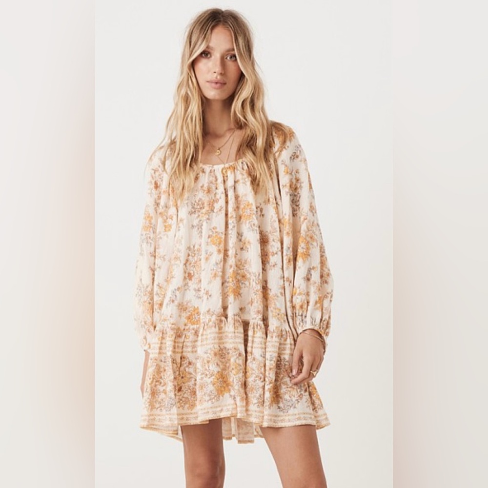 Spell Meadowland Linen Tunic Dress Cream - Picture 2 of 3